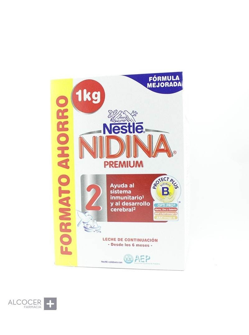 Nestlé Nidina 2 Protect Plus Leche de Continuación 1Kg Formato Ahorro