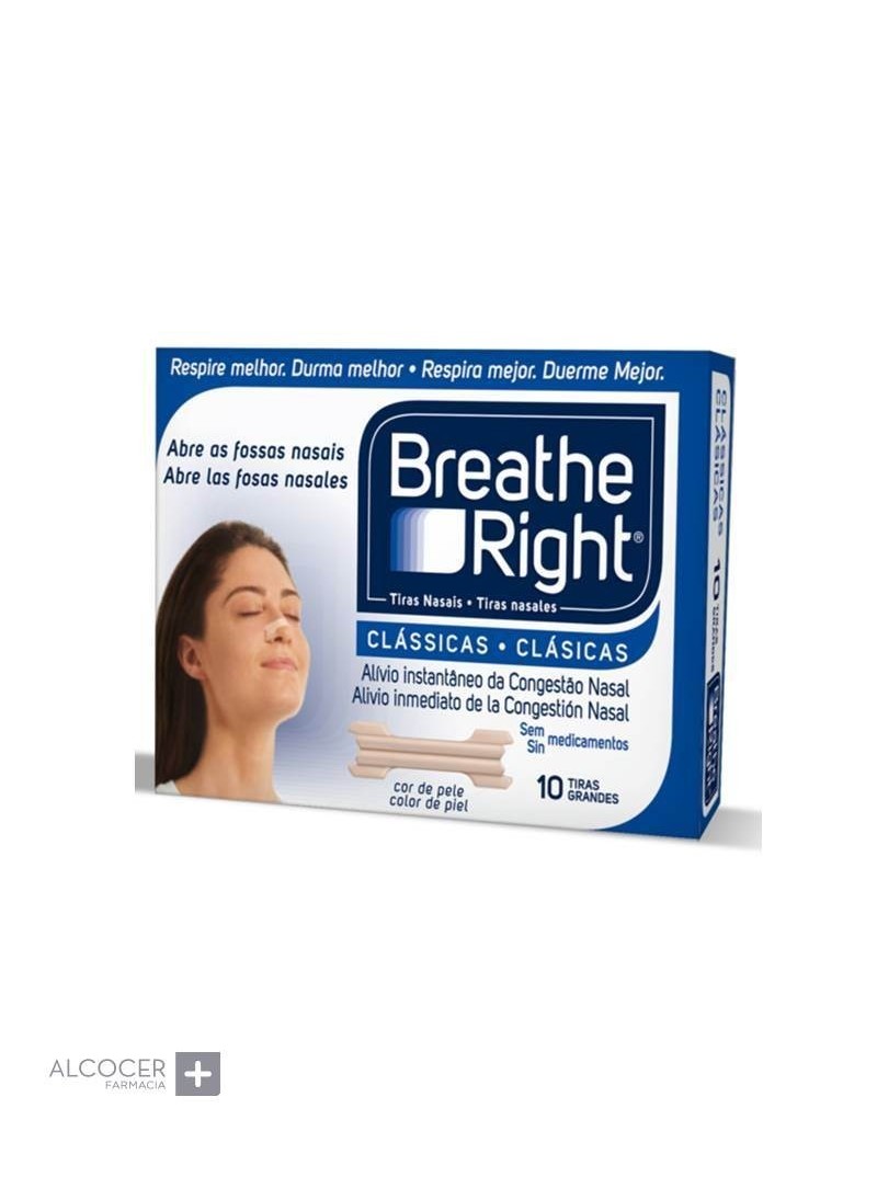Tiras nasales Breathe Right. Transparentes. 10 unidades. Cómpralas